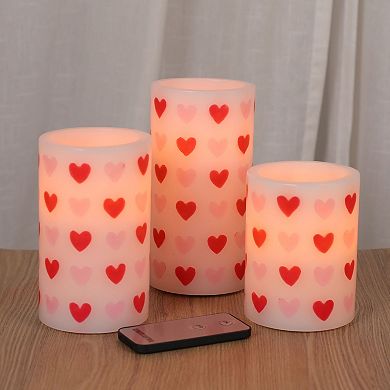 Fitz & Floyd Heart 3-pc. LED Pillar Candle Set