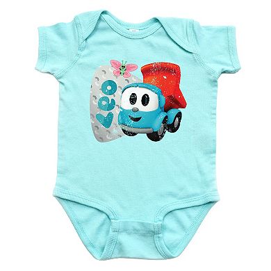 Leo the Truck Leo Name Distressed - Baby Short Sleeve Graphic Bodysuit