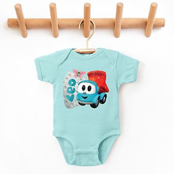 Leo the Truck Leo Name Distressed - Baby Short Sleeve Graphic Bodysuit