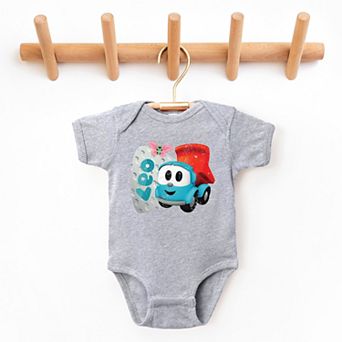Leo the Truck Leo Name Distressed - Baby Short Sleeve Graphic Bodysuit