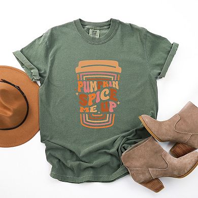 Pumpkin Spice Me Up Cup - Women's Garment Dyed Graphic T-Shirt
