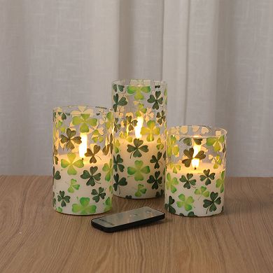 Fitz & Floyd Shamrock 3-pk. LED Wax Filled Pillar Candles