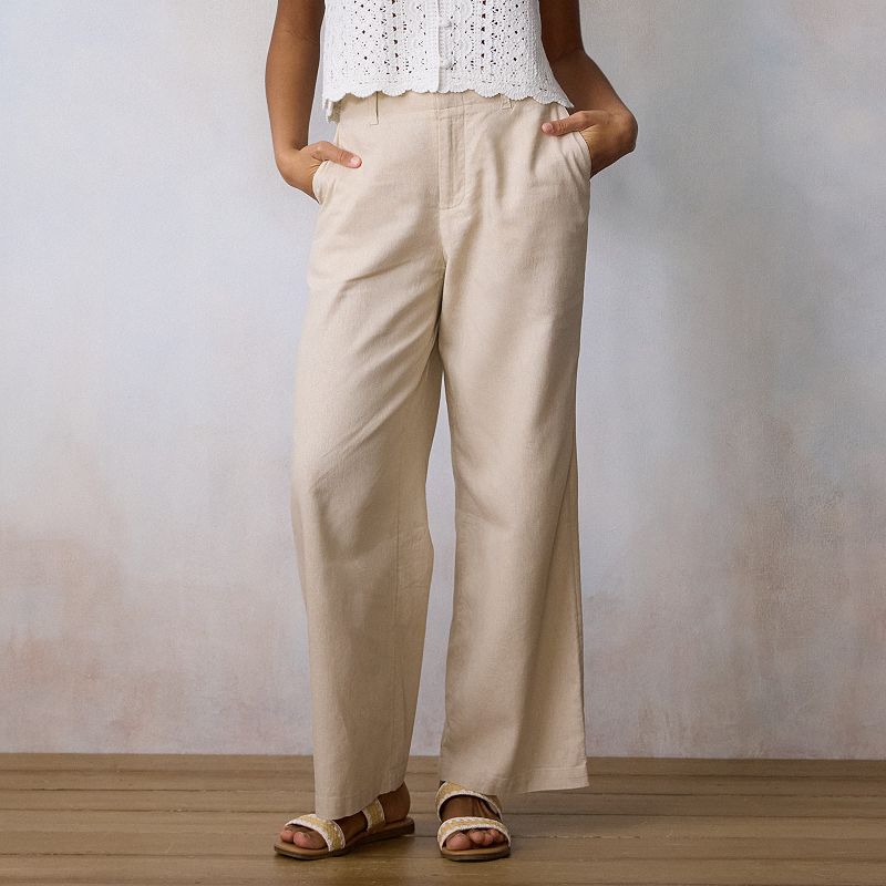 Petite LC Lauren Conrad Elastic Back Drapey Trousers, Women's,