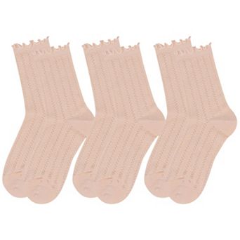 Women's Adorable Ruffled Lace-Up Socks Wicking Cotton for Casual Comfort 3 Pairs