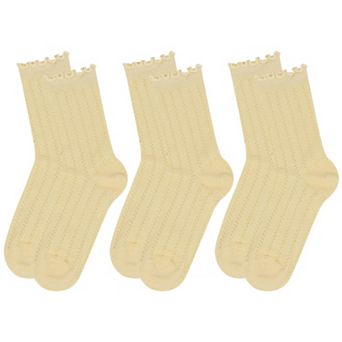 Women's Adorable Ruffled Lace-Up Socks Wicking Cotton for Casual Comfort 3 Pairs