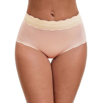 Women's High Waisted Lace Trim Briefs Cotton Full Coverage Underwear Panties