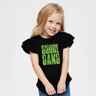 Ghoul Gang Block Distressed - Flutter Sleeve Graphic T-Shirt