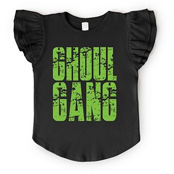 Ghoul Gang Block Distressed - Flutter Sleeve Graphic T-Shirt