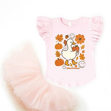 SmileyWorld Goose Autumn - Flutter Sleeve Graphic T-Shirt