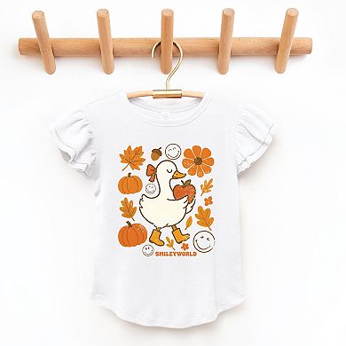 SmileyWorld Goose Autumn - Flutter Sleeve Graphic T-Shirt