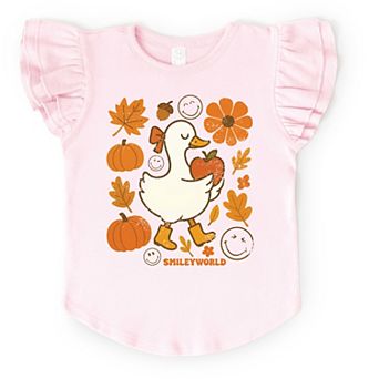 SmileyWorld Goose Autumn - Flutter Sleeve Graphic T-Shirt