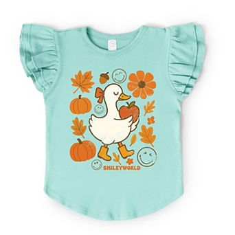 SmileyWorld Goose Autumn - Flutter Sleeve Graphic T-Shirt