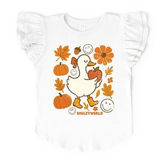 SmileyWorld Goose Autumn - Flutter Sleeve Graphic T-Shirt