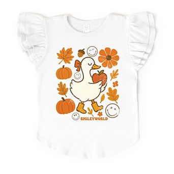 SmileyWorld Goose Autumn - Flutter Sleeve Graphic T-Shirt