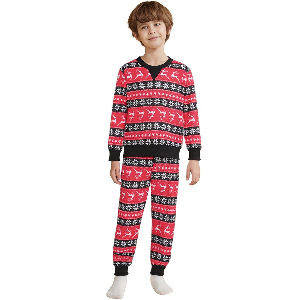 Children's Christmas Family Matching Pajama Set Long Sleeve Elk Snow ...
