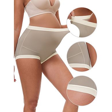 Women's Full Coverage Maternity Underwear High Waisted Ice Silk Invisible Breathable Panties