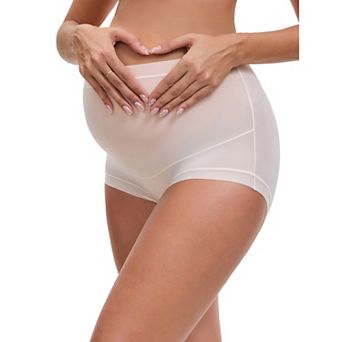 Women's Full Coverage Maternity Underwear High Waisted Ice Silk Invisible Breathable Panties