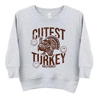 SmileyWorld Cutest Turkey Distressed - Toddler Graphic Sweatshirt