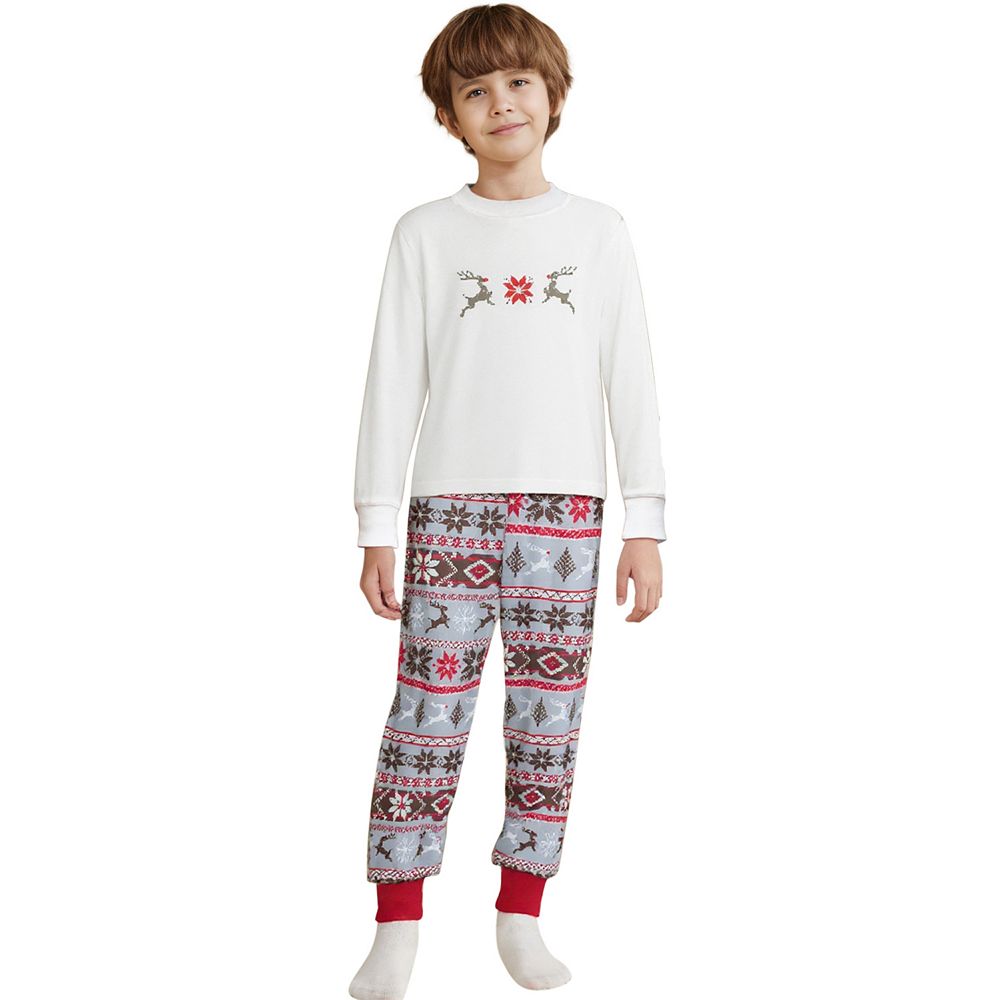 Children's Christmas Matching Snow Print Long Sleeve Top Cute Print ...