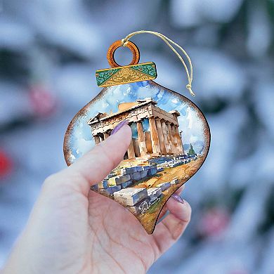 Santas Around the World - Greece Inspired Santa - Wooden Ornaments Set of 3 by G. DeBrekht