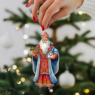 Santas Around the World - Greece Inspired Santa - Wooden Ornaments Set of 3 by G. DeBrekht