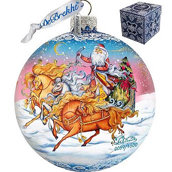 Sleigh Ride Ball Glass Ornament Limited Edition by G. DeBrekht