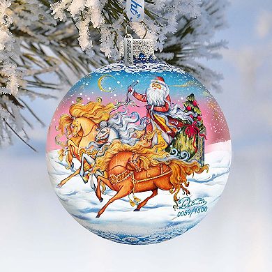 Sleigh Ride Ball Glass Ornament Limited Edition by G. DeBrekht
