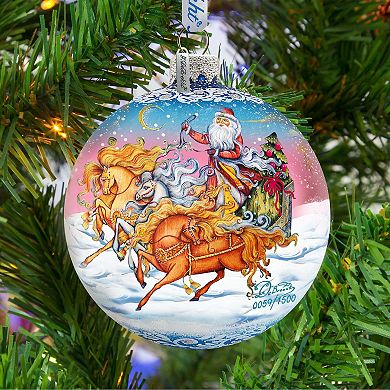 Sleigh Ride Ball Glass Ornament Limited Edition by G. DeBrekht