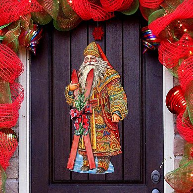 Santa's Skiing Adventure Holiday Door Decor by G. Debrekht