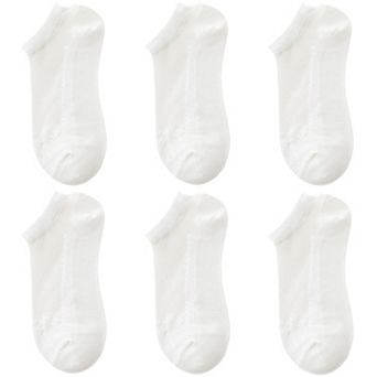 Women's 6 Pairs Sheer Mesh Ankle Socks with Soft Knit Sole and Delicate Lace Trim Low-Cut Design