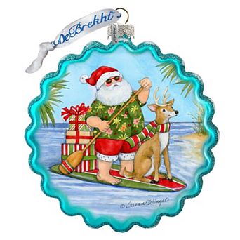 Paddle Boarding Santa - Christmas Tree Ornament by Susan Winget