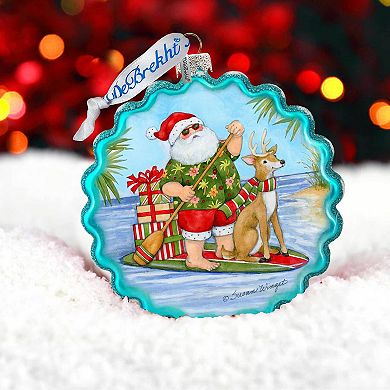Paddle Boarding Santa - Christmas Tree Ornament by Susan Winget