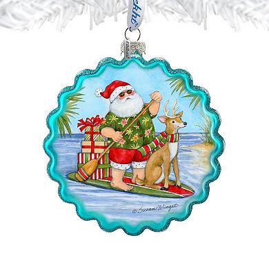 Paddle Boarding Santa - Christmas Tree Ornament by Susan Winget