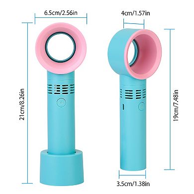 Portable Bladeless Handheld Fan USB Rechargeable Cooling Fan with 3 Speeds & LED Indicator