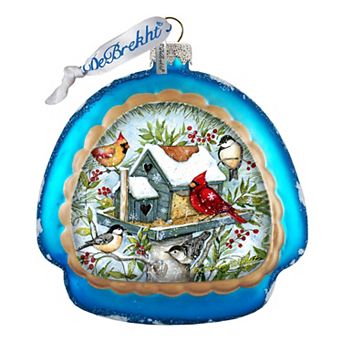 Mercury Glass Birdhouse - Winter Cardinals - Christmas Tree Decor by Susan Winget