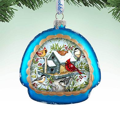 Mercury Glass Birdhouse - Winter Cardinals - Christmas Tree Decor by Susan Winget