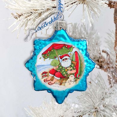 Santa on the Beach Mercury Glass Ornaments by Susan Winget
