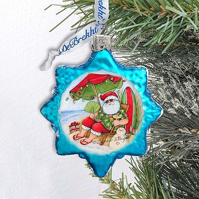 Santa on the Beach Mercury Glass Ornaments by Susan Winget