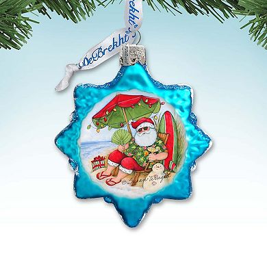 Santa on the Beach Mercury Glass Ornaments by Susan Winget