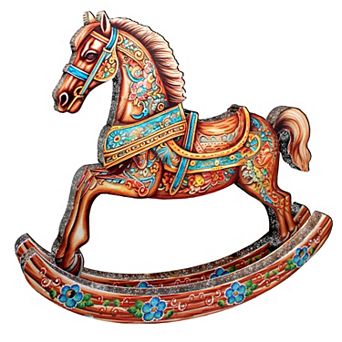 Enchanting Rocking Horse Limited Edition Wooden Figurine by G Debrekht
