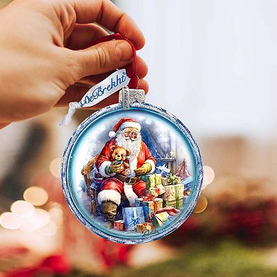 Christmas Santa Ball Glass Ornament by G. Debrekht
