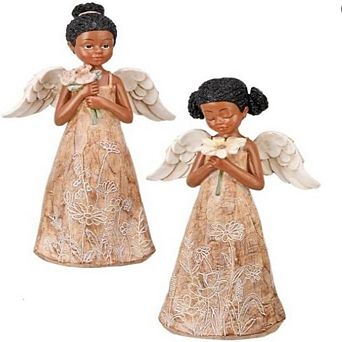 8.75" African American Angel Figurines Set of 2 PCS-Elegant Christmas Decorations