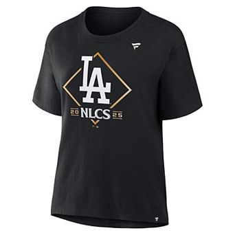 Women's Fanatics Black Los Angeles Dodgers 2025 MLB NLCS Locker Room T-Shirt