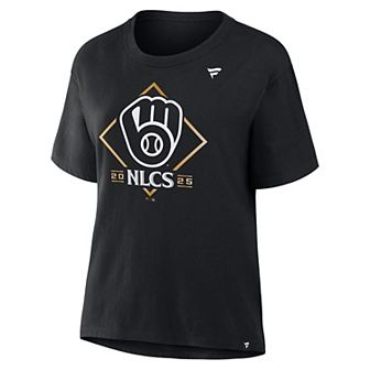 Women's Fanatics Black Milwaukee Brewers 2025 MLB NLCS Locker Room T-Shirt