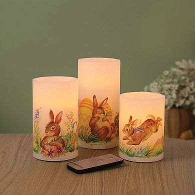 Fitz & Floyd Bunny Decal 3-pk. LED Pillar Candle Set