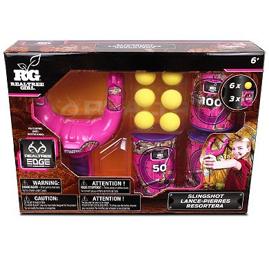 NKOK RealTree Handheld Slingshot with Foam Balls & Can Targets