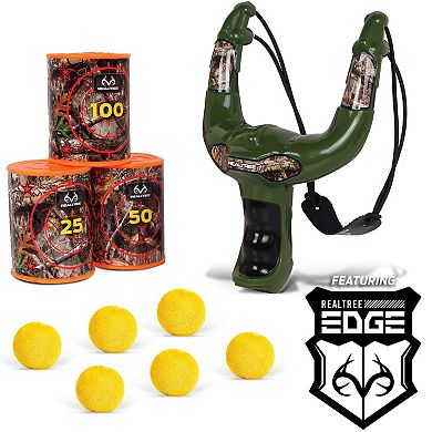 NKOK RealTree Handheld Slingshot with Foam Balls & Can Targets