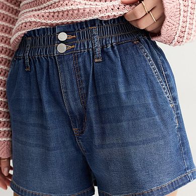 Juniors' SO® High Rise Crochet Denim Shorts