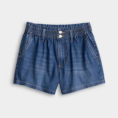 Juniors' SO® High Rise Crochet Denim Shorts