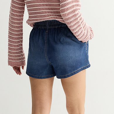 Juniors' SO® High Rise Crochet Denim Shorts